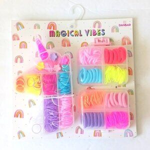 DANBAR MAGIC VIBES GIRLS HAIR TIES ACCESSORIES IN PLASTIC BOXES PINK MULTI